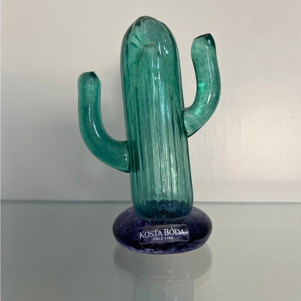 Kosta Boda Green Cactus Glass Sculpture